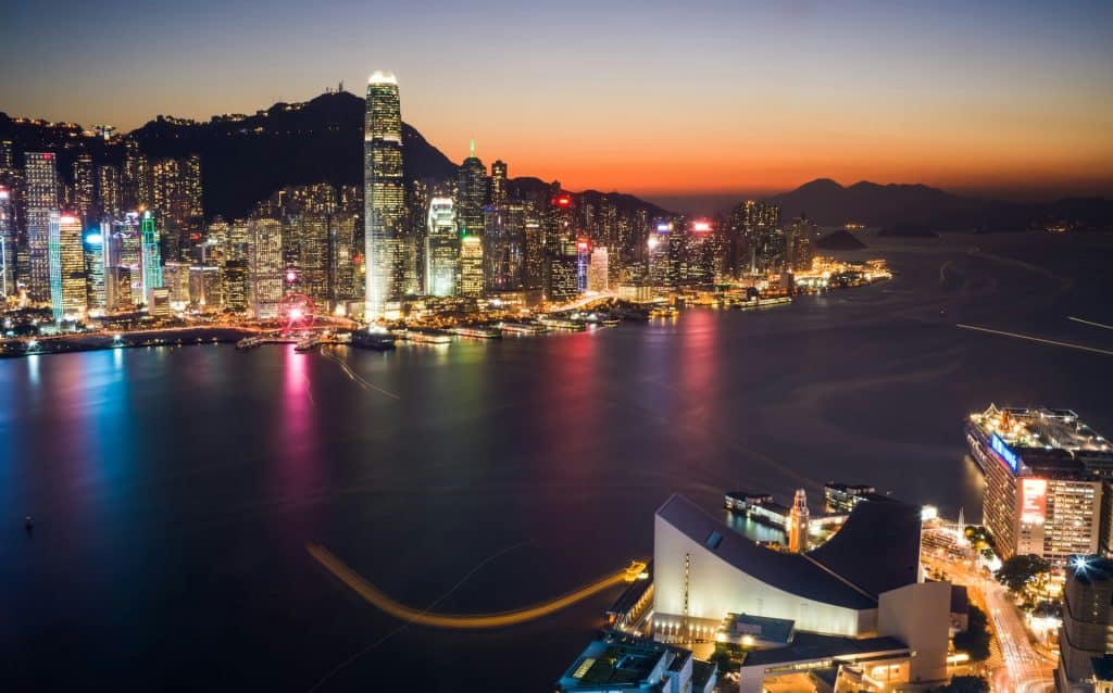 香港维多利亚港傍晚美景